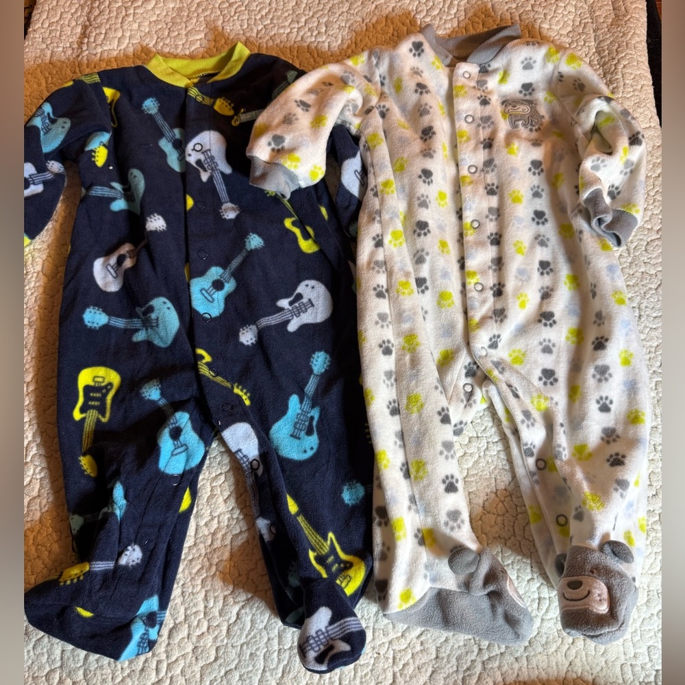 Carters Baby Boys Winter fleece footed Pajamas guitars and paws